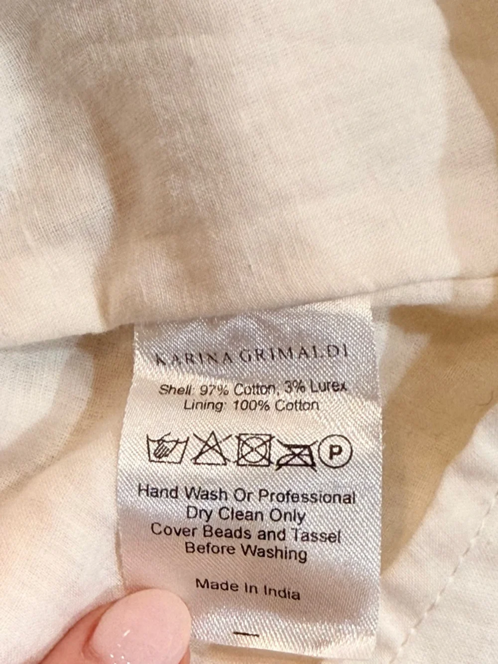 Women’s KARINA GRIMALDI gold & cream mini dress- Size Medium - Picture 6 of 6
